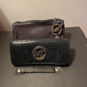 Michael Kors snakeskin wallet and cosmetic bag.